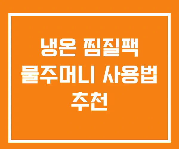 냉온 찜질팩 물주머니 사용법 추천 냉온 찜질팩 물주머니 사용법 추천