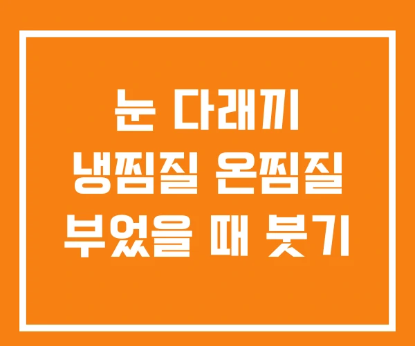 눈 다래끼 냉찜질 온찜질 부었을 때 붓기