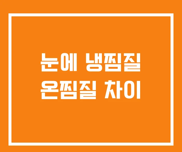 눈에 냉찜질 온찜질 차이 눈에 냉찜질 온찜질 차이