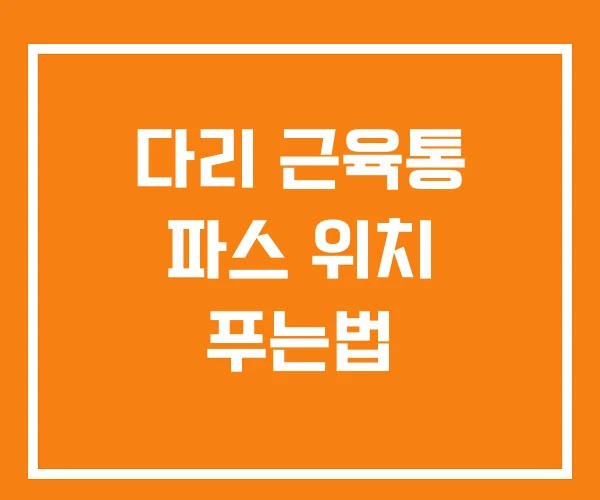 다리 근육통 파스 위치 푸는법 다리 근육통 파스 위치 푸는법