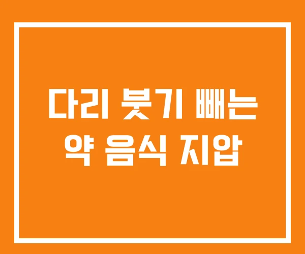 다리 붓기 빼는 약 음식 지압 다리 붓기 빼는 약 음식 지압