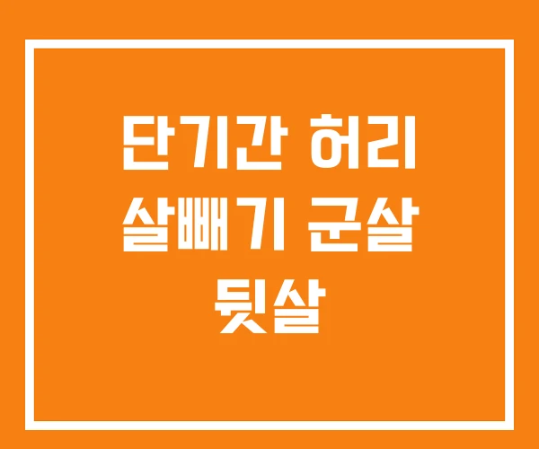 단기간 허리 살빼기 군살 뒷살