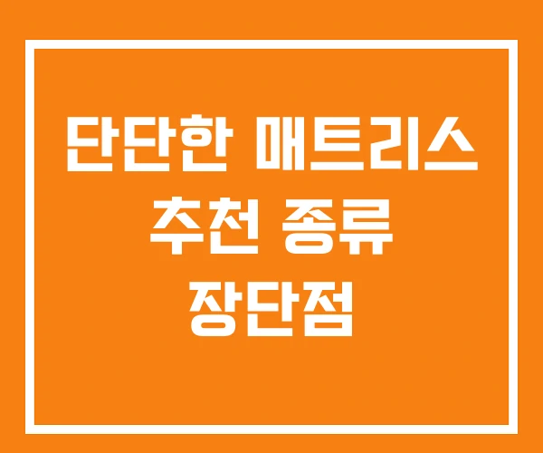 단단한 매트리스 추천 종류 장단점 단단한 매트리스 추천 종류 장단점