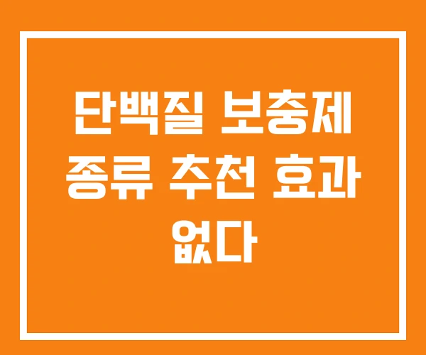 단백질 보충제 종류 추천 효과 없다