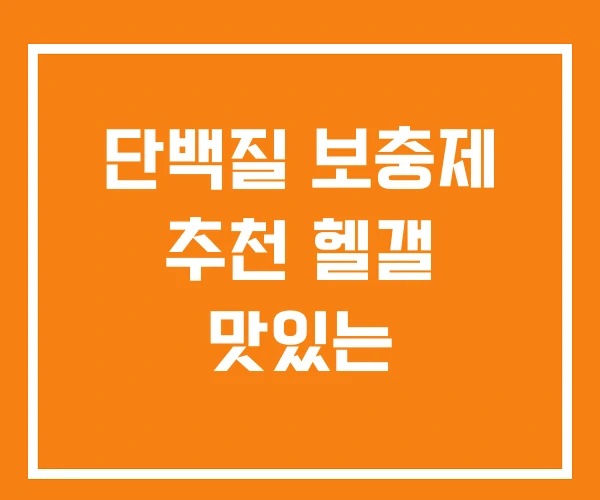 단백질 보충제 추천 헬갤 맛있는