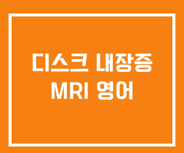 디스크 내장증 MRI 영어