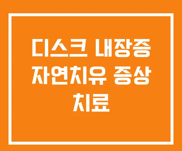 디스크 내장증 자연치유 증상 치료
