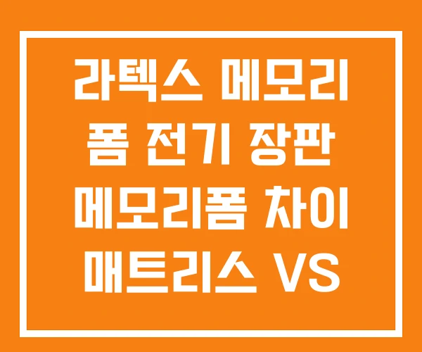 라텍스 메모리 폼 전기 장판 메모리폼 차이 매트리스 VS