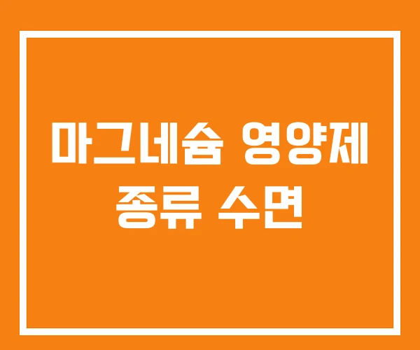 마그네슘 영양제 종류 수면