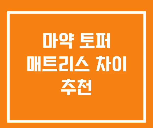 마약 토퍼 매트리스 차이 추천