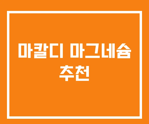 마칼디 마그네슘 추천 마칼디 마그네슘 추천