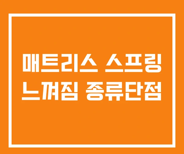 매트리스 스프링 느껴짐 종류단점