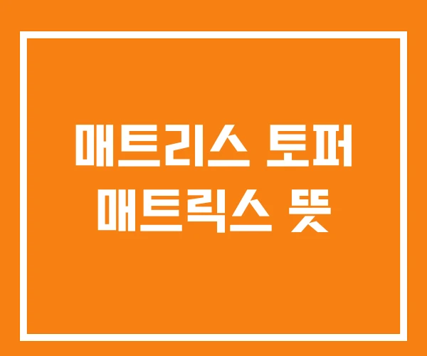 매트리스 토퍼 매트릭스 뜻 매트리스 토퍼 매트릭스 뜻