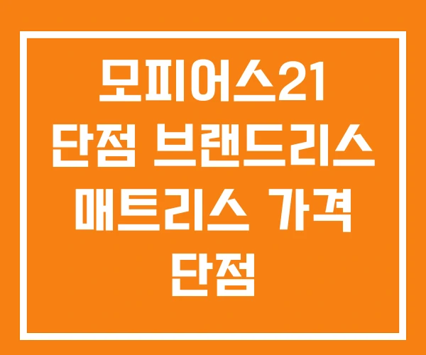 모피어스21 단점 브랜드리스 매트리스 가격 단점