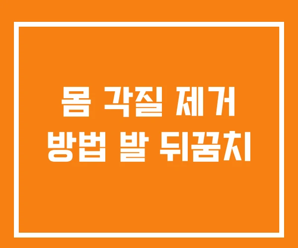 몸 각질 제거 방법 발 뒤꿈치 몸 각질 제거 방법 발 뒤꿈치