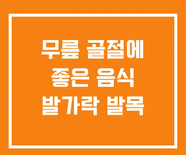 무릎 골절에 좋은 음식 발가락 발목