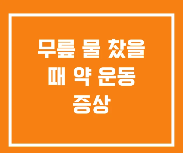 무릎 물 찼을 때 약 운동 증상 무릎 물 찼을 때 약 운동 증상