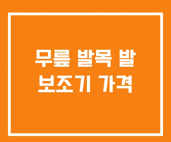 무릎 발목 발 보조기 가격