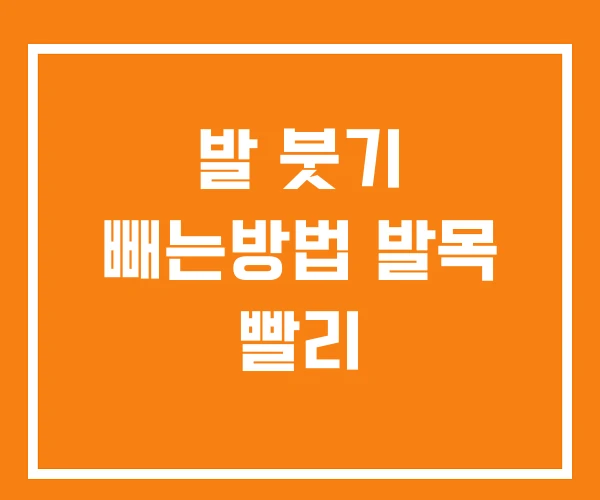 발 붓기 빼는방법 발목 빨리