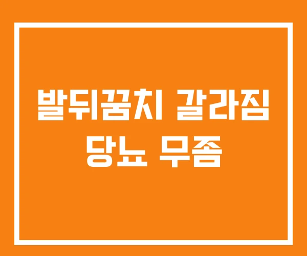 발뒤꿈치 갈라짐 당뇨 무좀