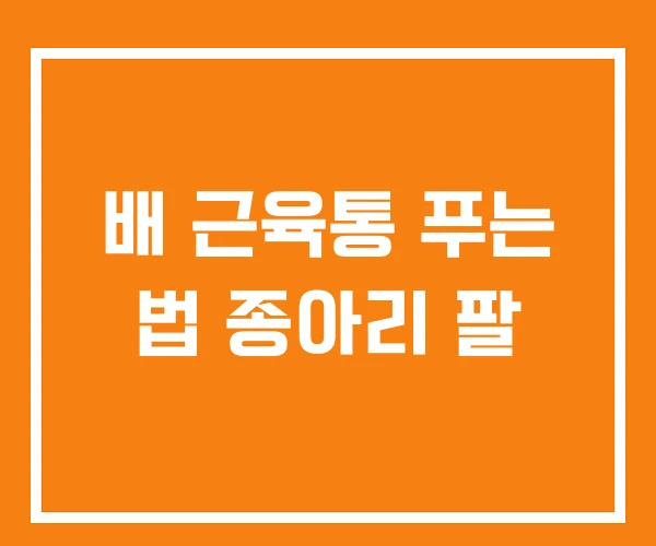 배 근육통 푸는 법 종아리 팔