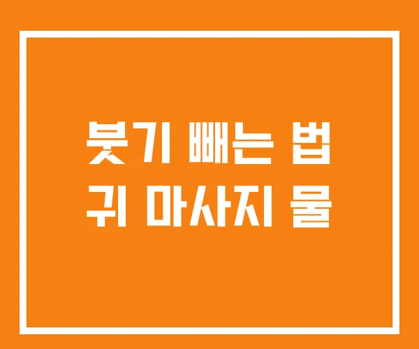 붓기 빼는 법 귀 마사지 물