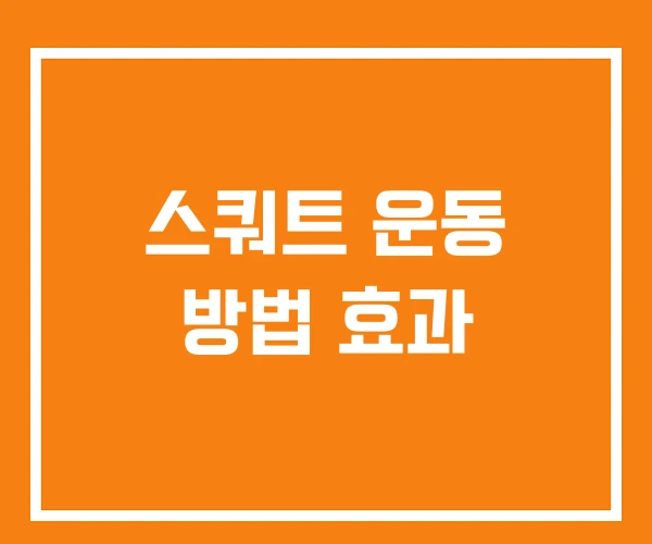 스쿼트 운동 방법 효과