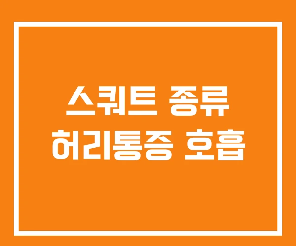 스쿼트 종류 허리통증 호흡