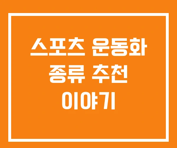 스포츠 운동화 종류 추천 이야기