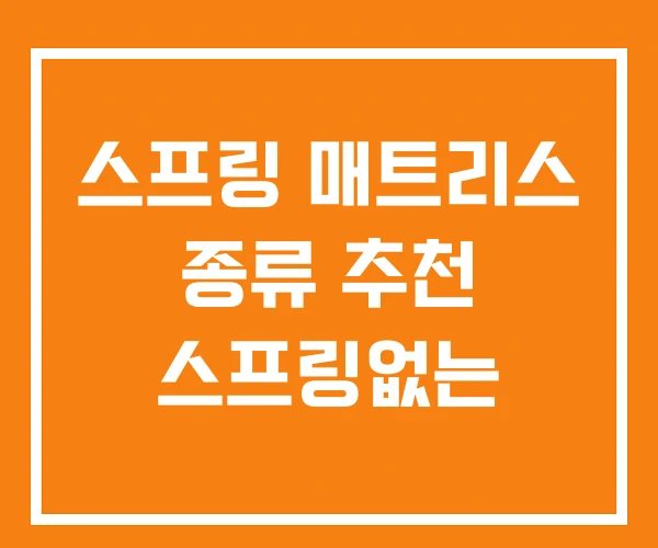 스프링 매트리스 종류 추천 스프링없는