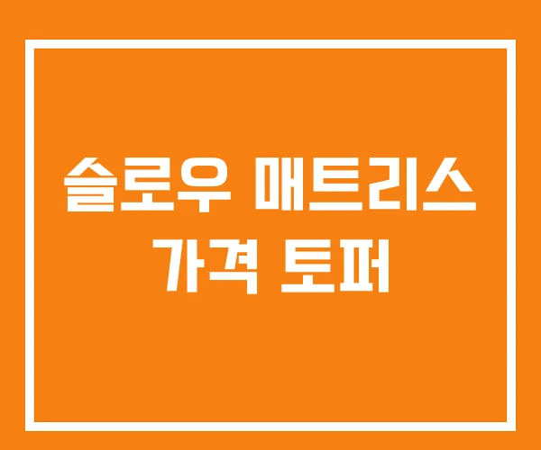 슬로우 매트리스 가격 토퍼