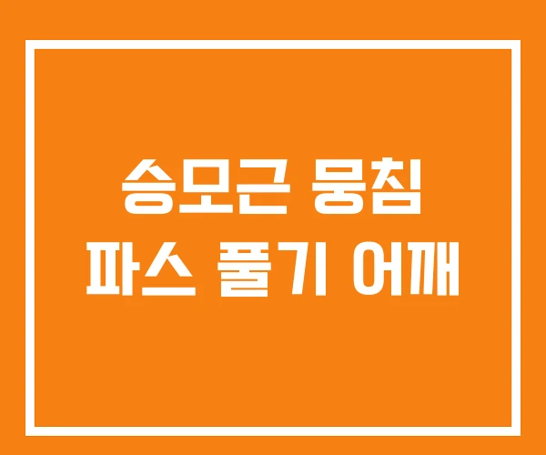 승모근 뭉침 파스 풀기 어깨