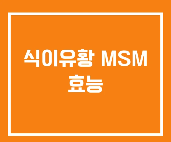 식이유황 MSM 효능