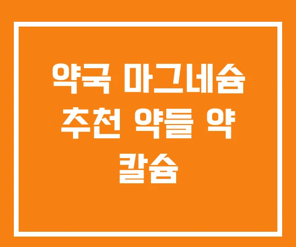 약국 마그네슘 추천 약들 약 칼슘