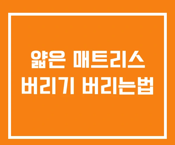 얇은 매트리스 버리기 버리는법 얇은 매트리스 버리기 버리는법
