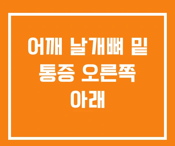 어깨 날개뼈 밑 통증 오른쪽 아래 어깨 날개뼈 밑 통증 오른쪽 아래