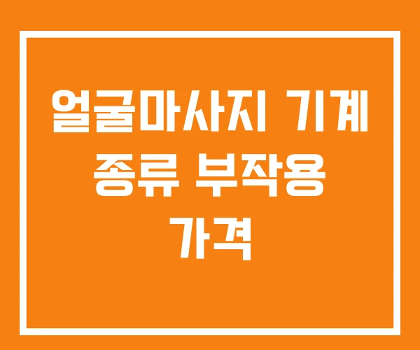 얼굴마사지 기계 종류 부작용 가격