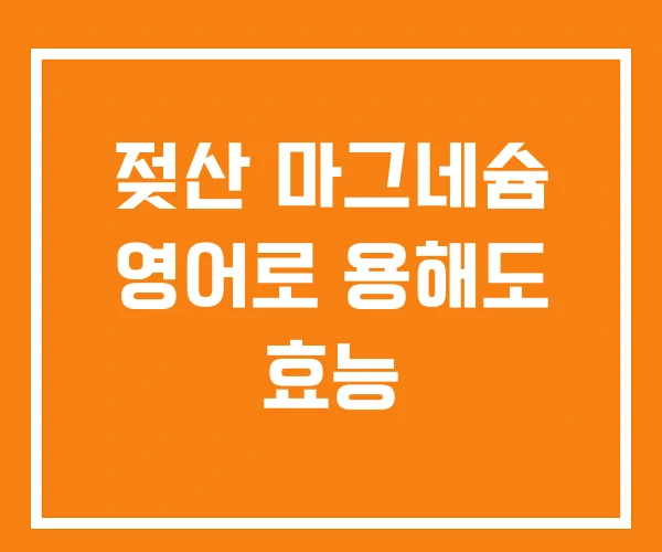 젖산 마그네슘 영어로 용해도 효능