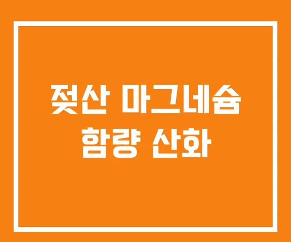 젖산 마그네슘 함량 산화