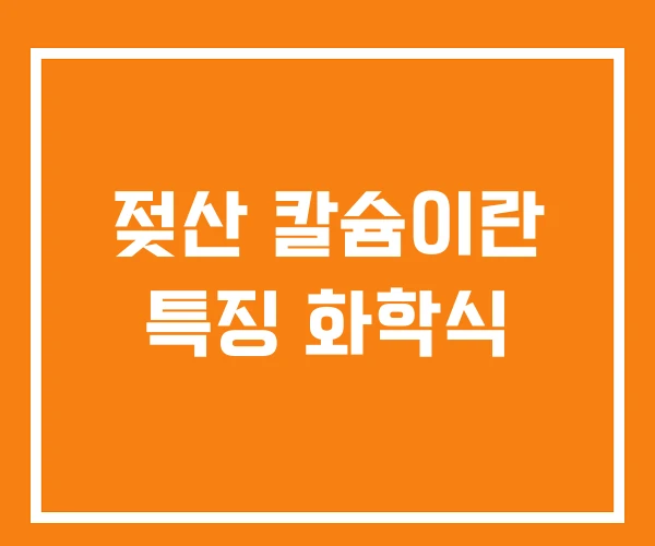 젖산 칼슘이란 특징 화학식