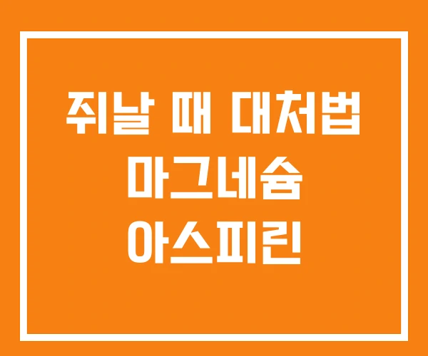 쥐날 때 대처법 마그네슘 아스피린