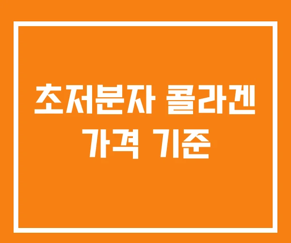 초저분자 콜라겐 가격 기준