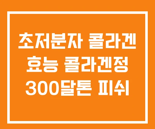 초저분자 콜라겐 효능 콜라겐정 300달톤 피쉬