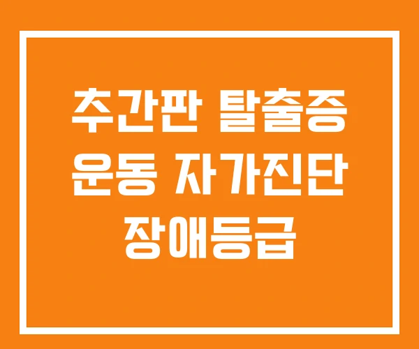 추간판 탈출증 운동 자가진단 장애등급 추간판 탈출증 운동 자가진단 장애등급