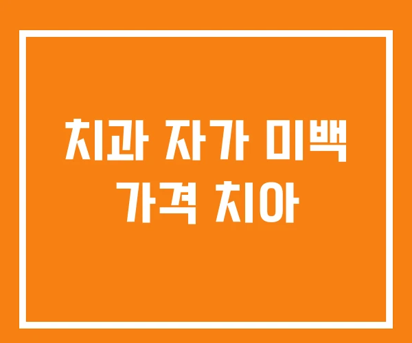 치과 자가 미백 가격 치아