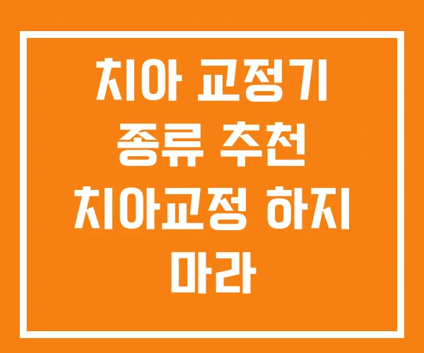 치아 교정기 종류 추천 치아교정 하지 마라