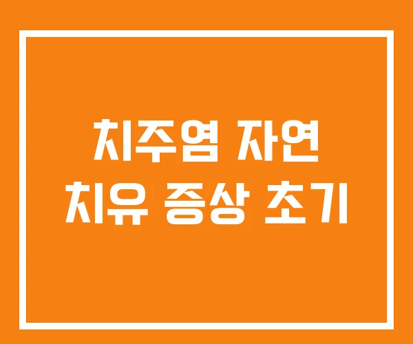 치주염 자연 치유 증상 초기