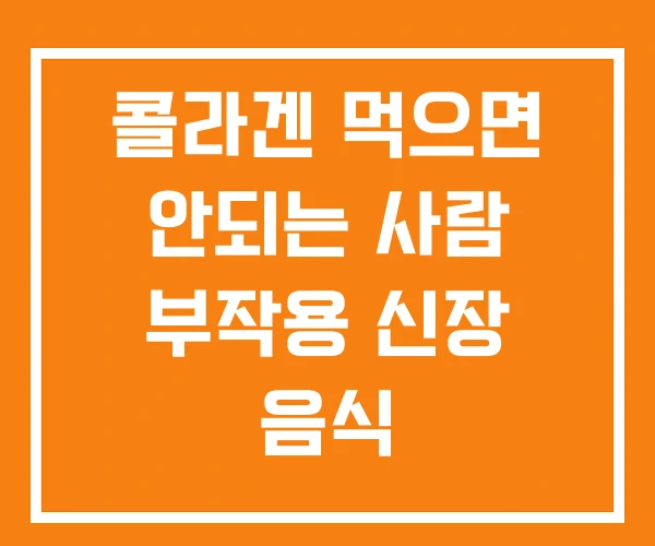 콜라겐 먹으면 안되는 사람 부작용 신장 음식