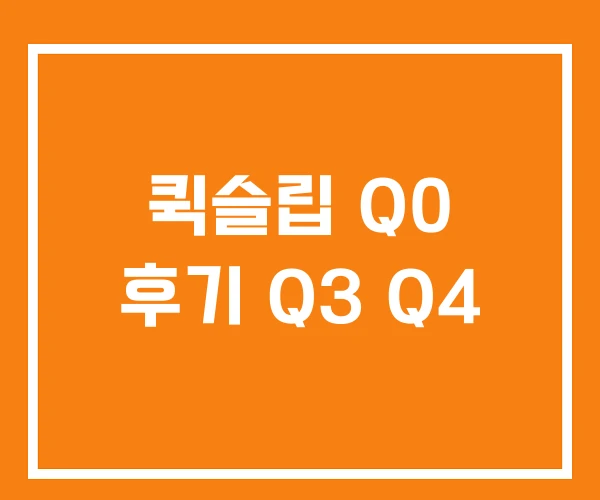 퀵슬립 Q0 후기 Q3 Q4