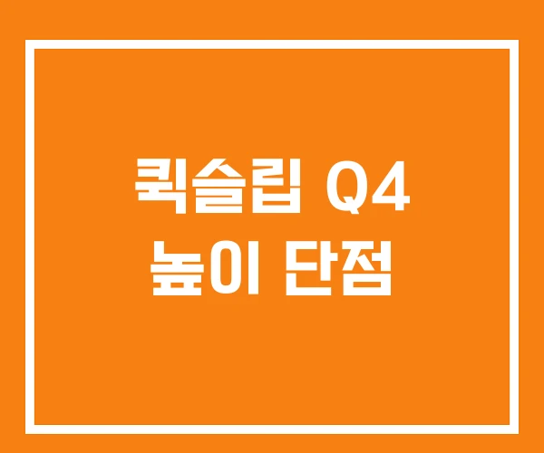 퀵슬립 Q4 높이 단점 퀵슬립 Q4 높이 단점